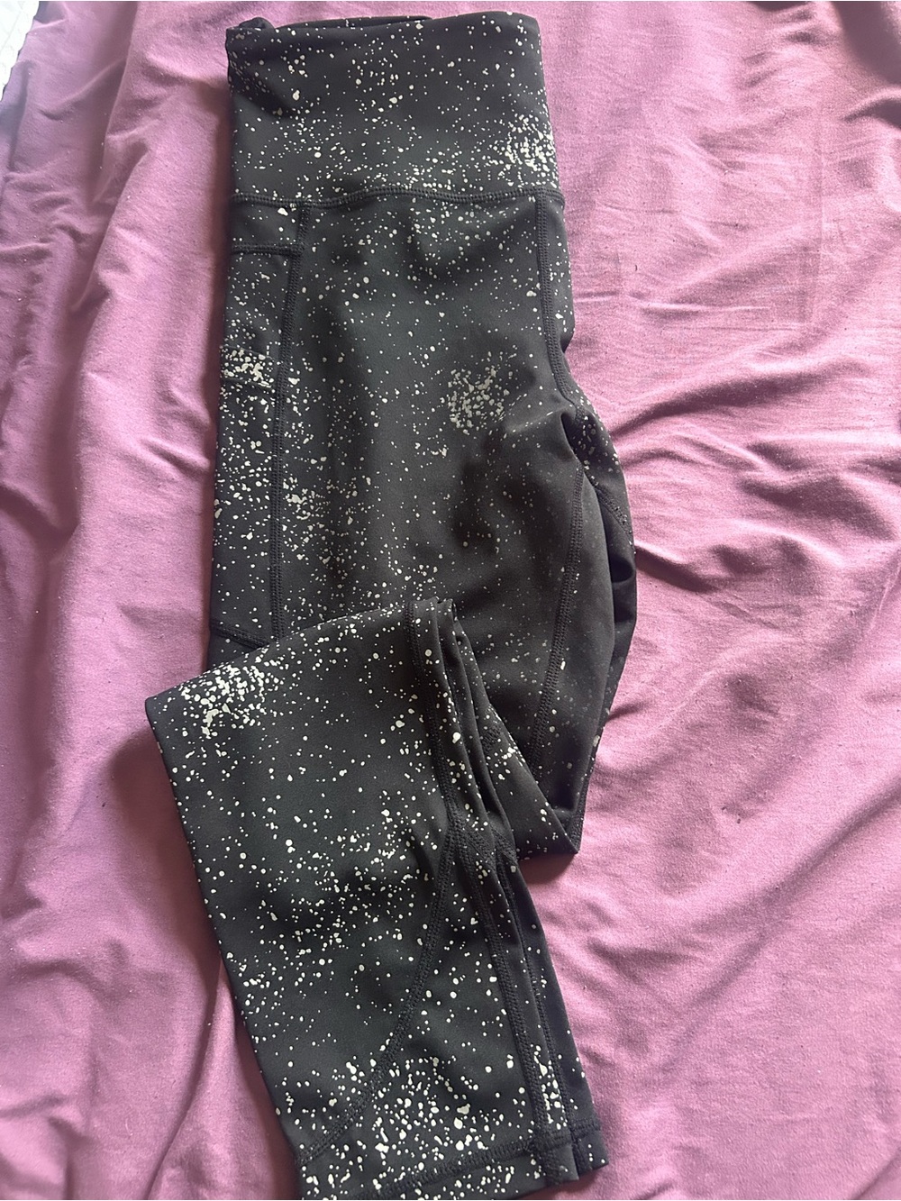 ZYIA Black Speckled Print High-Rise Leggings